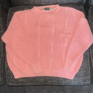 Vintage Pink Cable Knit Women's Sweater